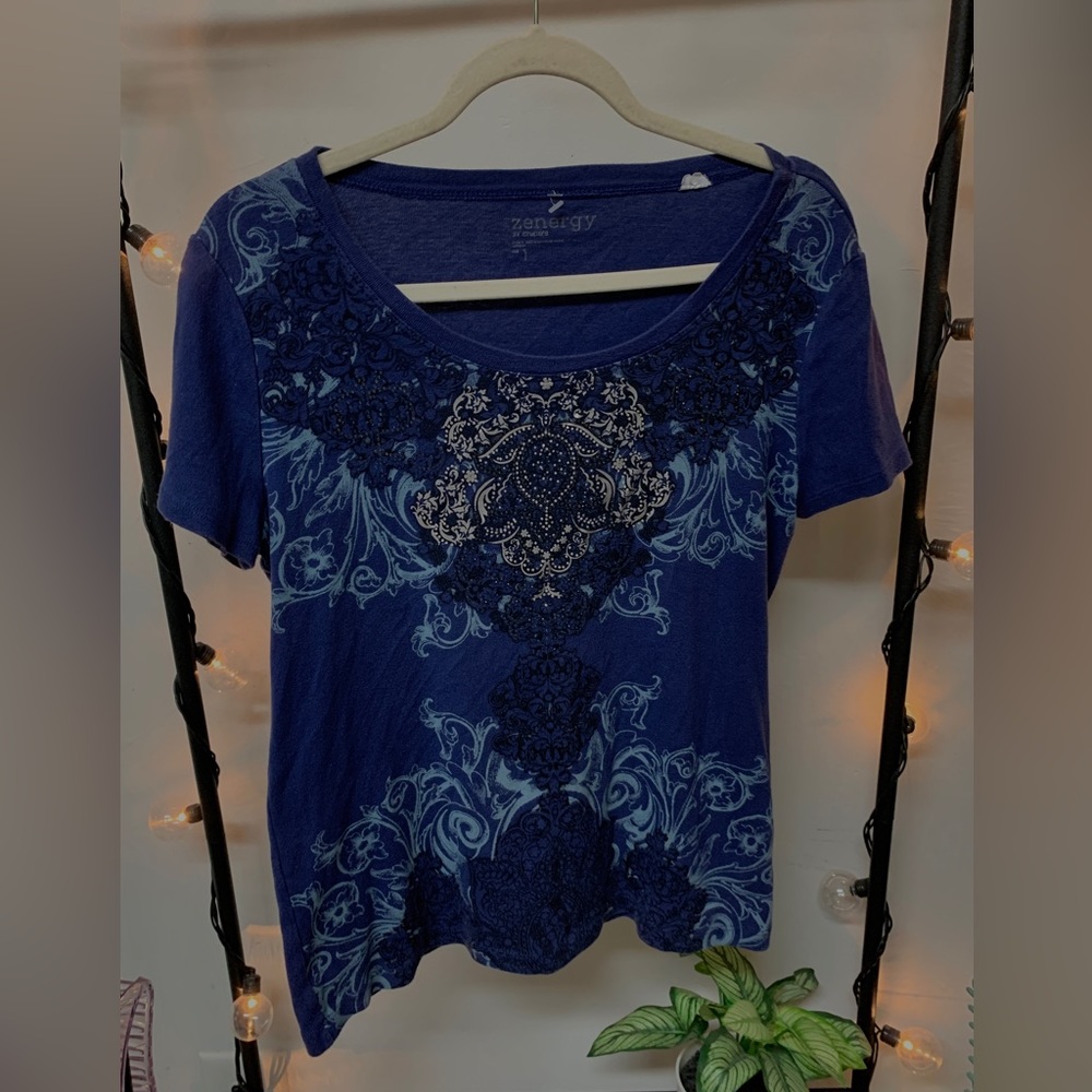 Thrifted y2k blue tee